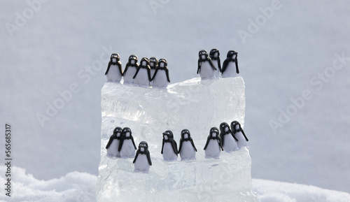 toys penguins on an ice floe