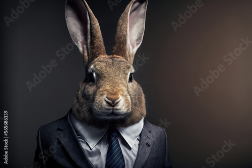 portrait of a rabbit  in a business suit, generative ai © Gbor