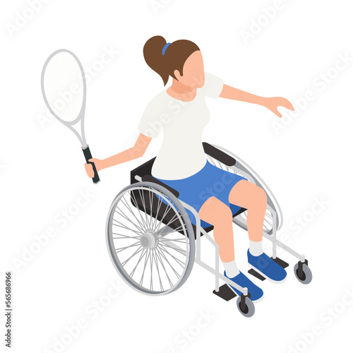 Wheelchair Girl Tennis Composition
