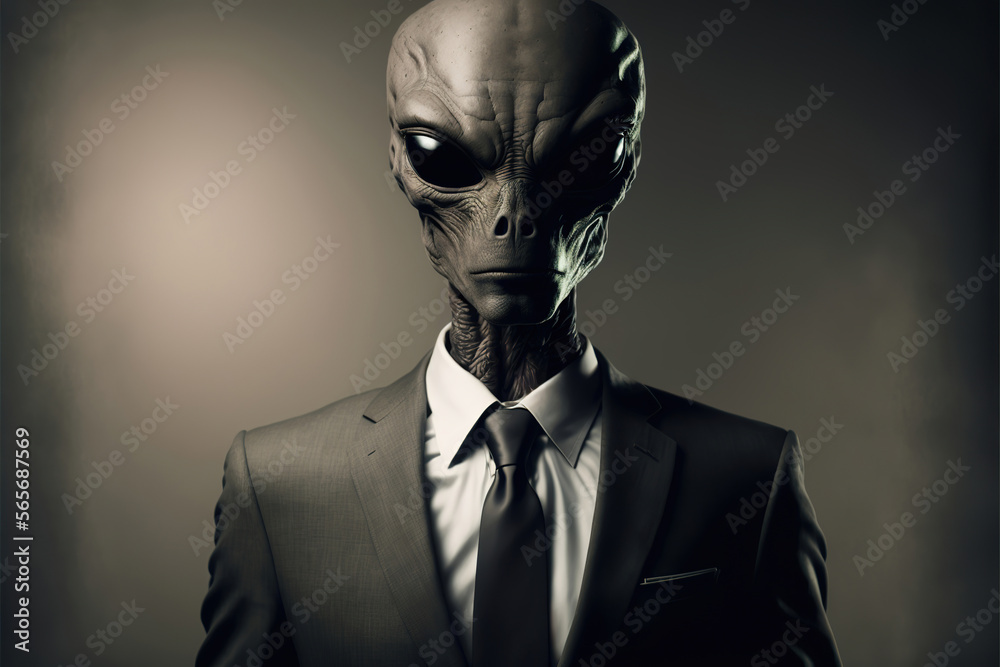 portrait of a alien in a business suit, generative ai portrait of a alien in a business suit, generative ai