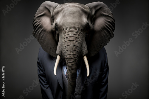 portrait of a elephant  in a business suit, generative ai © Gbor