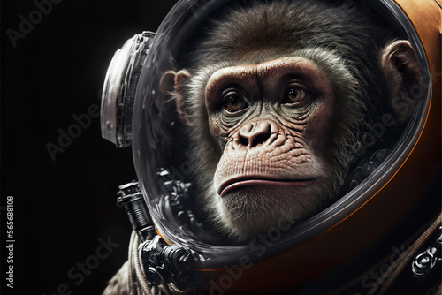portrait of a monkey in space suit, generative ai