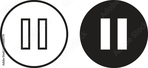video paused icon simple trendy flat style line and solid Isolated vector illustration on white background. For apps, logo, websites, symbol , UI, UX, graphic and web design. EPS 10.