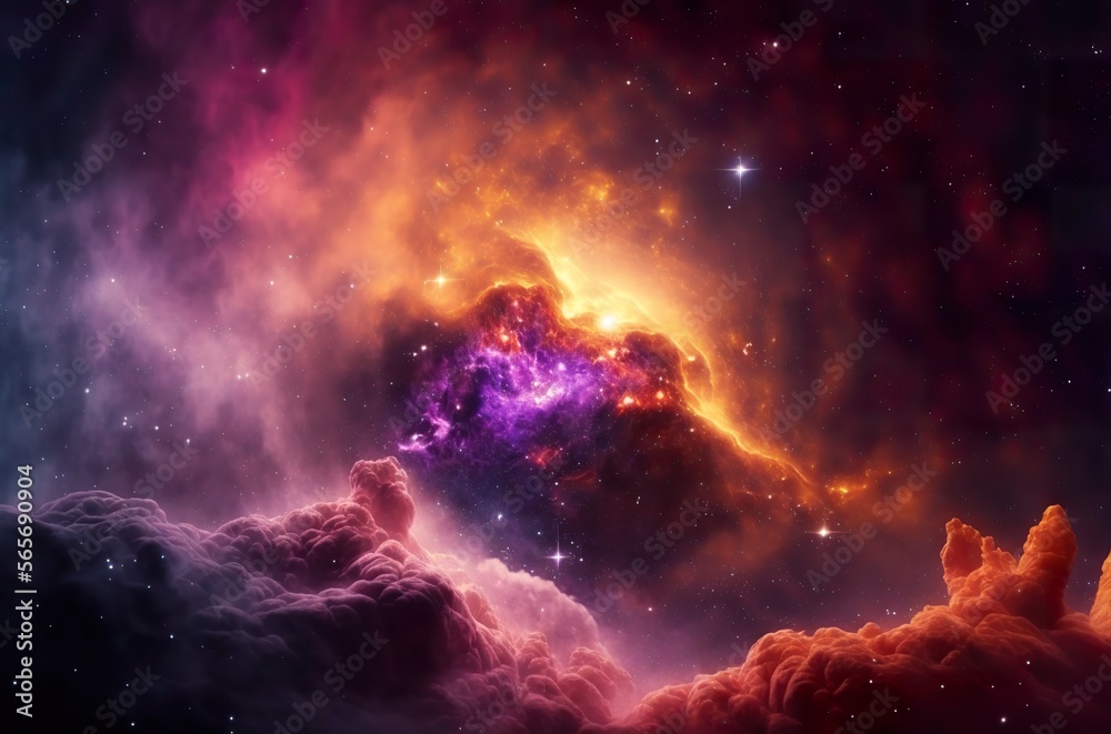 Die Galaxie mit Sternen, Nebel und Wolken. Abbild vom Universum, mit faszinierendem Energiefeld der göttlichen Energie. KI generiertes Hintergrundbild
