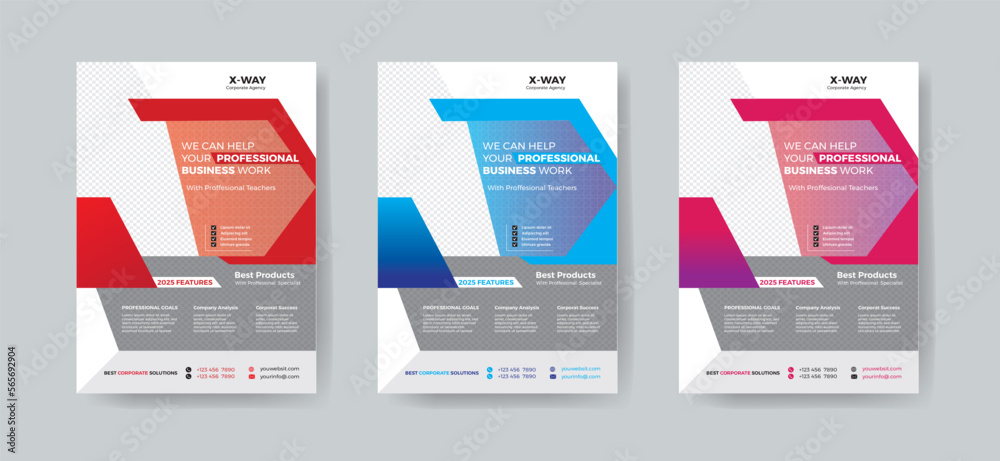 Corporate Business flyer template vector design, Flyer Template Geometric shape used for business poster layout, IT Company flyer, corporate banners, and leaflets. Graphic design layout with triangle