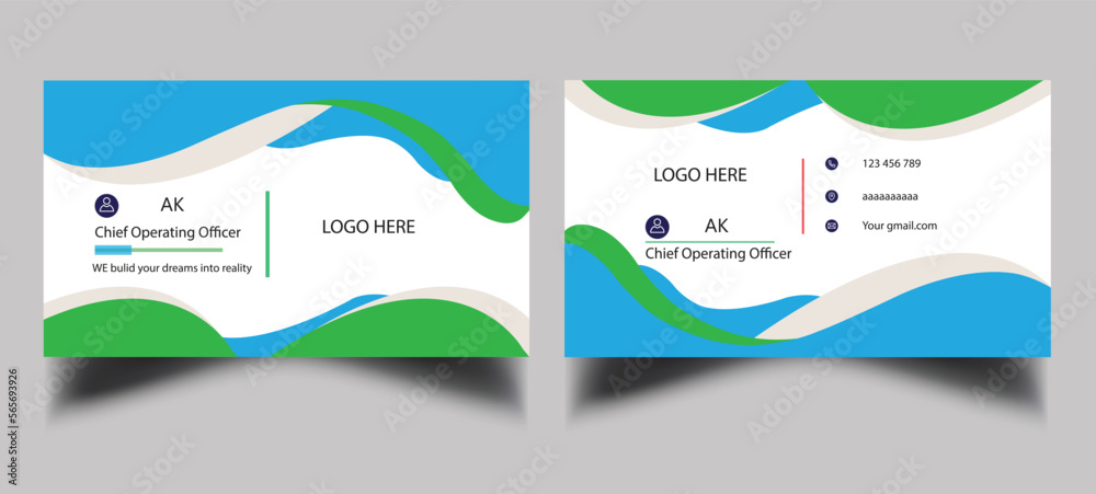 Fototapeta premium Business card design set template for company corporate style. green and cyan color. Vector illustration. 