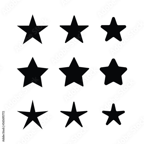 Star icons set  various five pointed black isolated stars  vector illustration.