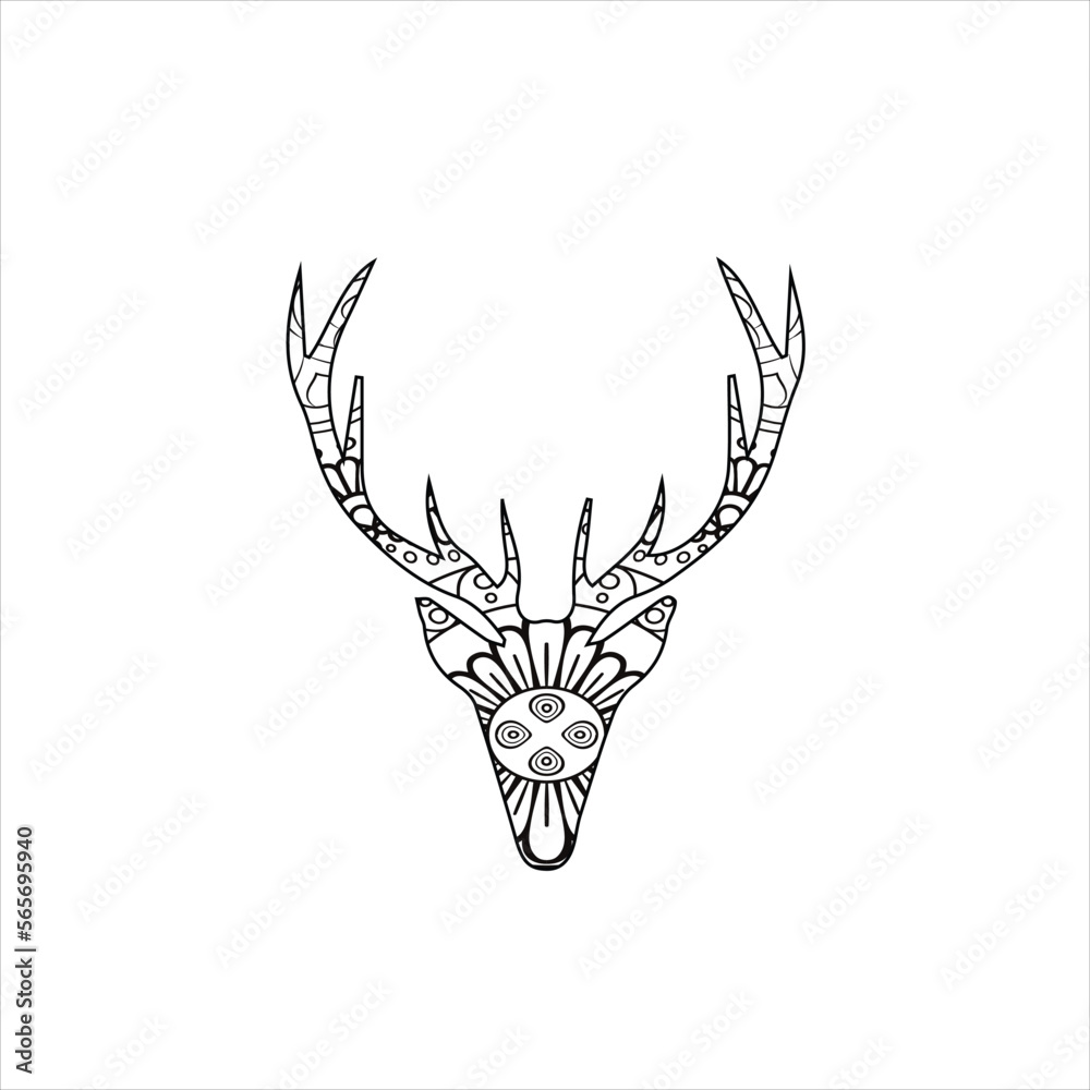 Mandala deer coloring page for kids and adult Stock Vector Adobe Stock