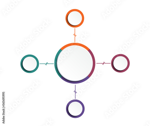 Template for Area chart, Elements For infographics 4 position