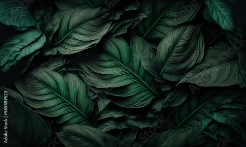 jungle forest green fern leaf background, generative ai