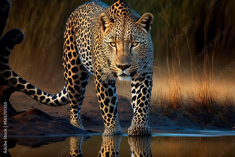 Leopard Stock Photo, Wildlife Photography, Generative Ai - obrazy, fototapety, plakaty 