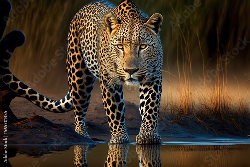 Canvastavla Leopard Stock Photo, Wildlife Photography, Generative Ai