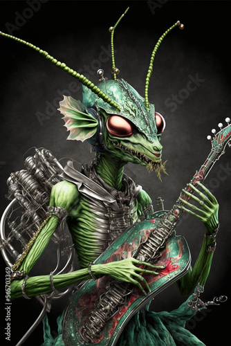 heavy metal guitar player mantis - generative AI © Martin