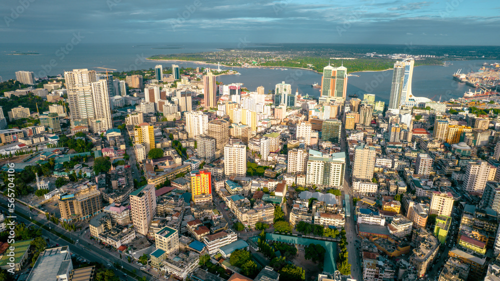 Aerial of Dar es Salaam city in Tanzania