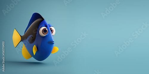 Cute Cartoon Blue Tang Fish...