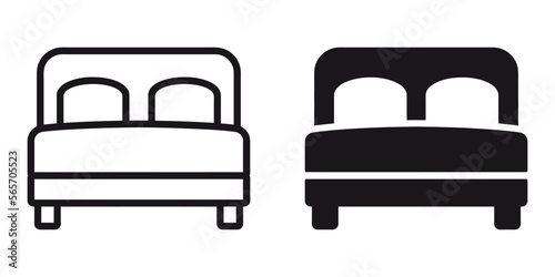 ofvs314 OutlineFilledVectorSign ofvs - double bed vector icon . bedroom sign . bedding . isolated transparent . black outline and filled version . AI 10 / EPS 10 / PNG . g11654