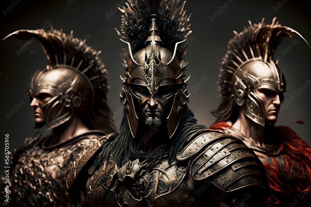 Fototapeta premium spartan warrior with shiny armor
