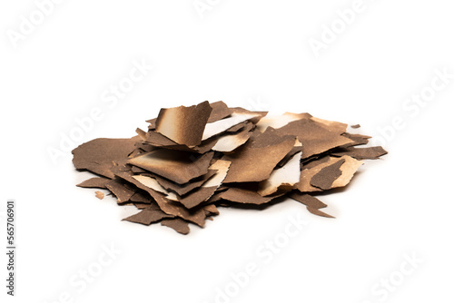 Burnt paper isolated on a white background.