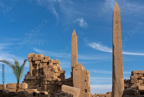 Luxor obelisks at Karnak temple complex ruins architecture, Egypt