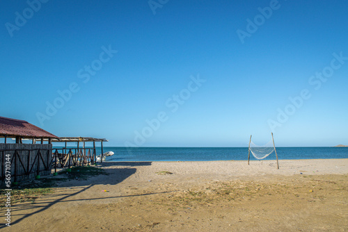 beach with a hut