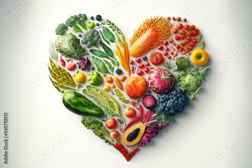 Healthy fruit in heart shape
