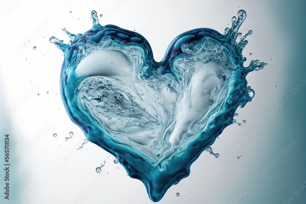 a heart shaped object floating in water with bubbles and bubbles on it ...