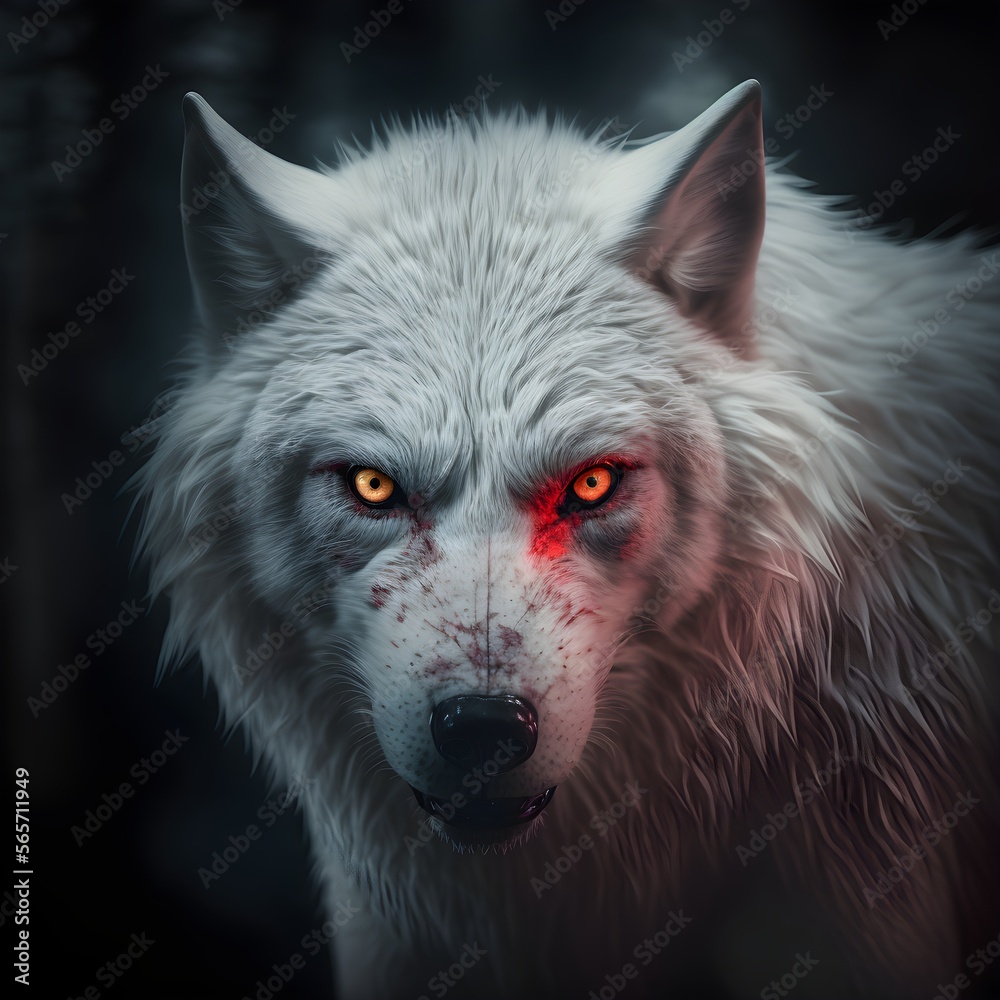 White Werewolf with glowing Red eyes Stock Illustration | Adobe Stock