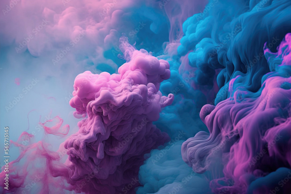 Abstract smoke pastel blue and magenta colors background wallpaper - created with generative AI