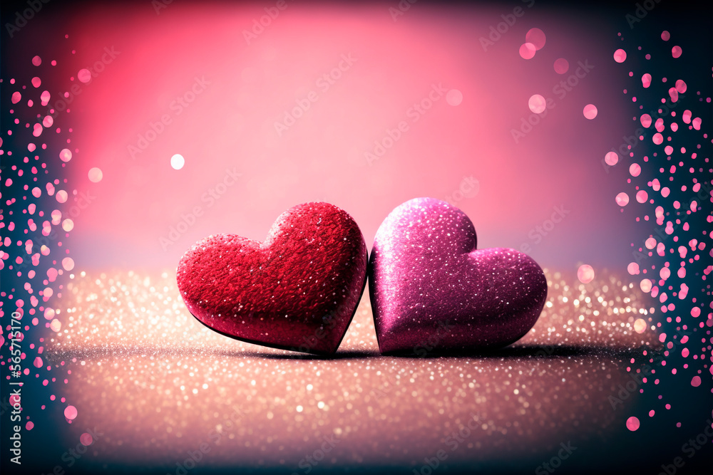 Fototapeta premium Valentine's Day Big Hearts with a Copy Space, Love is Love, Gift for Your Loved Ones