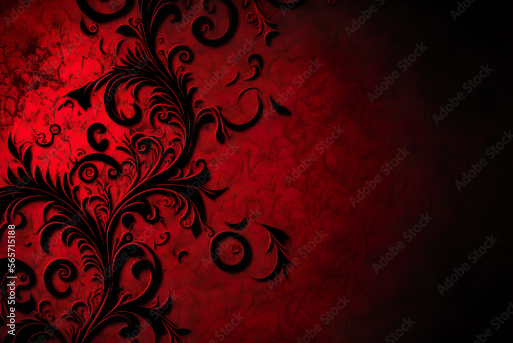 red floral background with ornament red floral background with ornament
