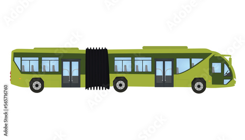 Green double bus. vector illustration