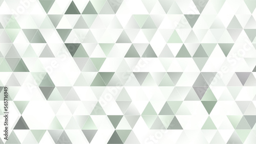 Abstract green and gray triangle shape pattern on white. Full frame geometric triangular background in 4k resolution. Copy space.