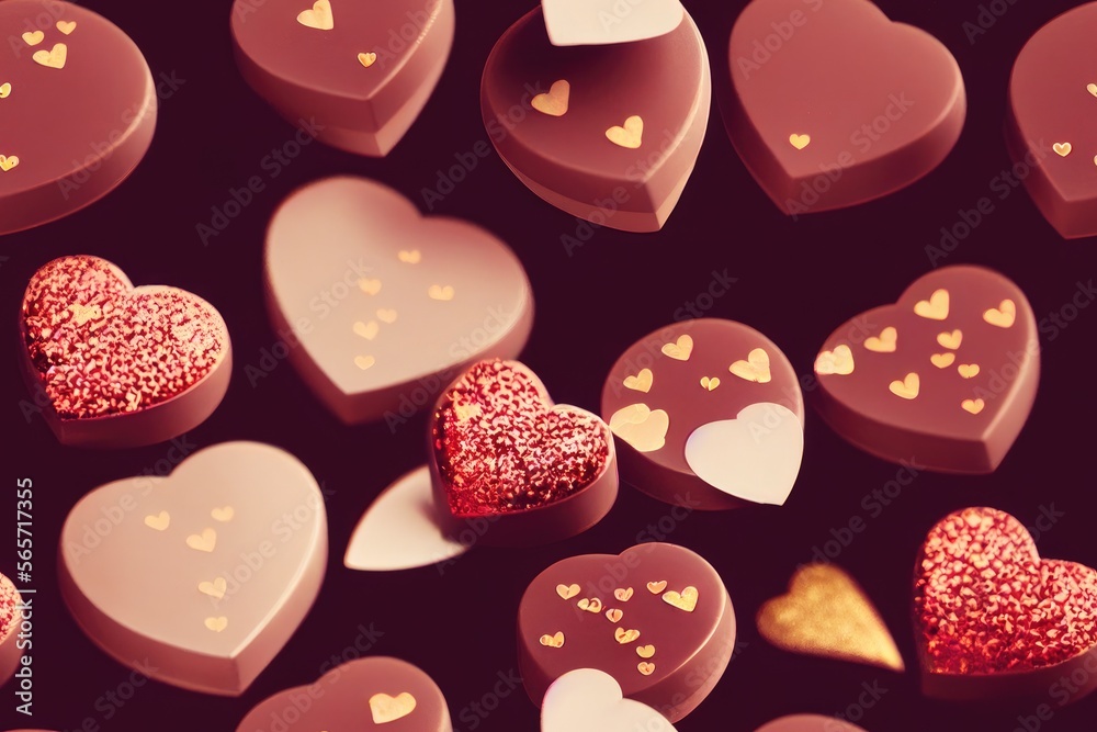 Valentine's Day Valentine Chocolate Chocolates Candy Candies Heart Hearts Shape Shaped Love Romantic Red Pink Seamless Texture Pattern Tiled Repeatable Tessellation Background Image