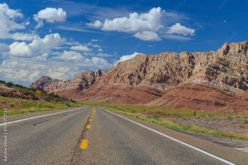 asphalt road into Grand Canyon - Arizona, United States