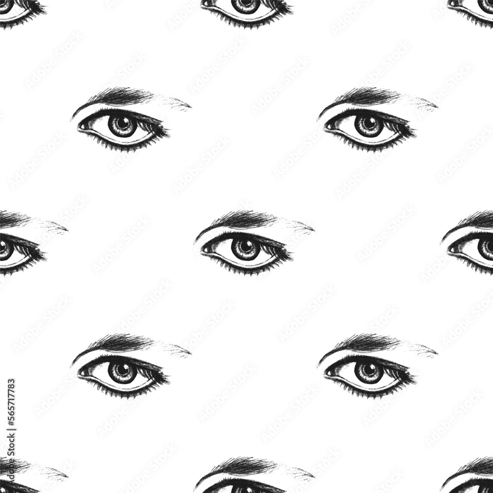 Realistic Woman Eye Draw Print Vector Realistic Woman Eye Draw Print Vector
