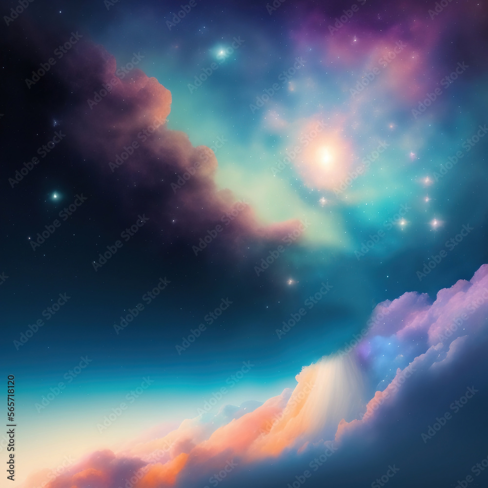 Generative AI: landscape with a view of the planets.