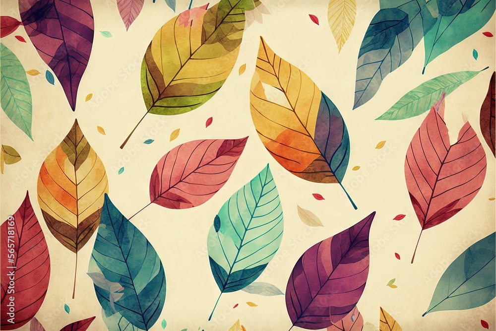 a painting of a bunch of leaves on a white background with a brown ...