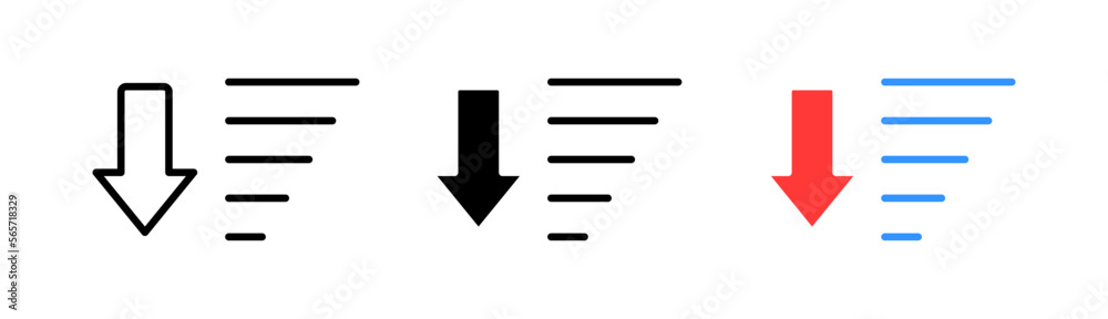 Sort line icon. Arrows, tiles, apps, shapes, list, sorting, charts ...