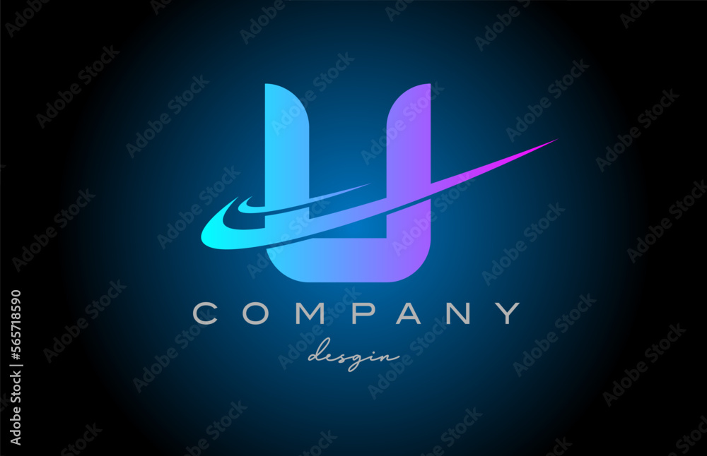 U pink blue alphabet letter logo with double swoosh. Corporate creative template design for company and business U pink blue alphabet letter logo with double swoosh. Corporate creative template design for company and business