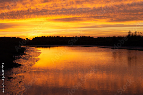 golden sunset on the river