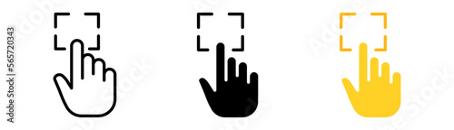 Scanning fingerprint line icon. Biometry, privacy, hand, index finger, scanner, personal information, prootection, recognize. Vector icon in line, black and colorful style on white background