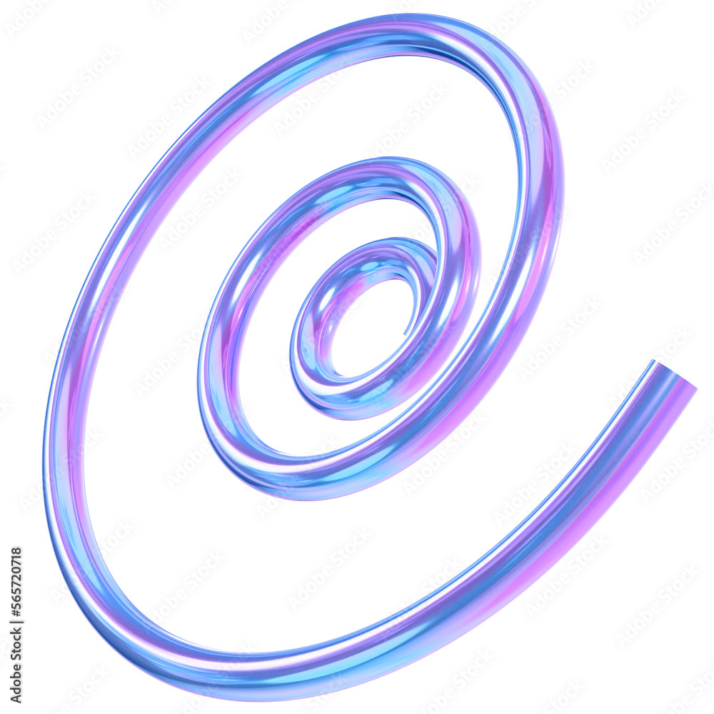 3D Spiral Shape holographic. Transparent background 3D Spiral Shape holographic. Transparent background