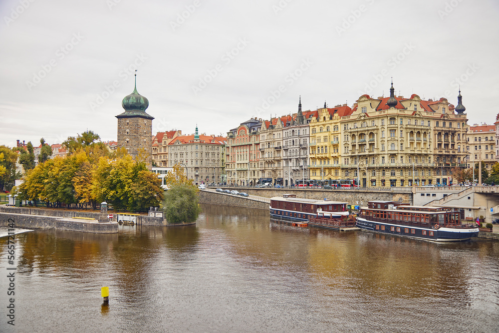 View of Prague cityscape in autumn, historical architecture.