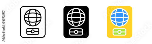 International Passport line icon. Planet, travel, id, document, identity verification. Business concept. Vector icon in line, black and colorful style on white background