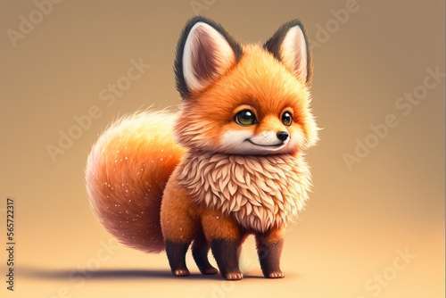 cute fox cartoon - generative ai
