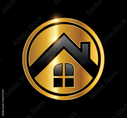 Golden Home Real Estate Logo Vector icon