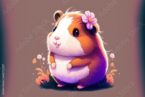 cute guinea pig - generative ai photo