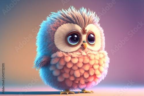 cute and fluffy owl - generative ai