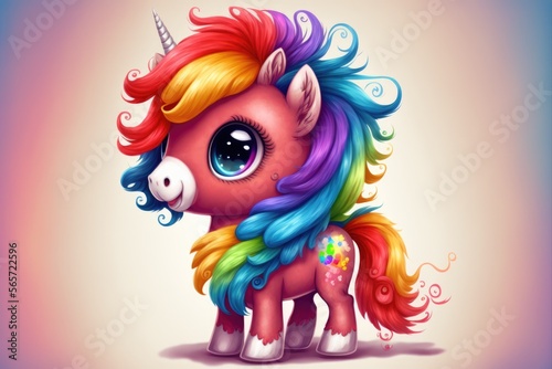 fluffy and cute unicorn - generative ai