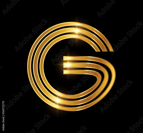 Golden Monogram Circle Logo Initial Letter G
